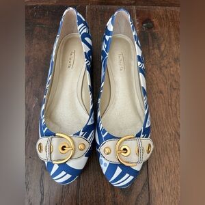 Talbots Blue and White Buckle Flat Shoes - size 7